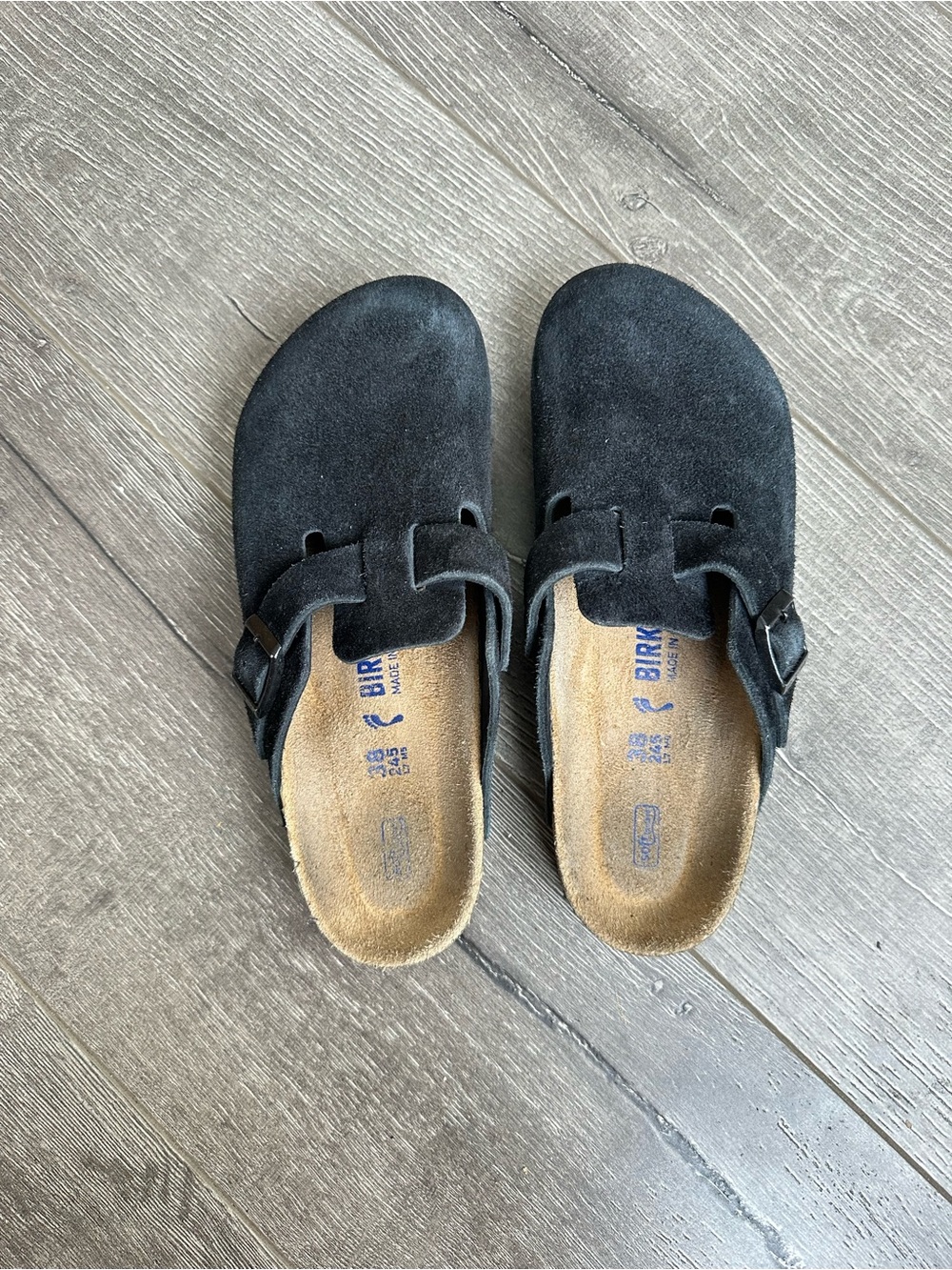 Birkenstock Black Suede Boston Clogs - Slip-On
